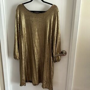 Nicole Miller 2X golden long sleeve dress